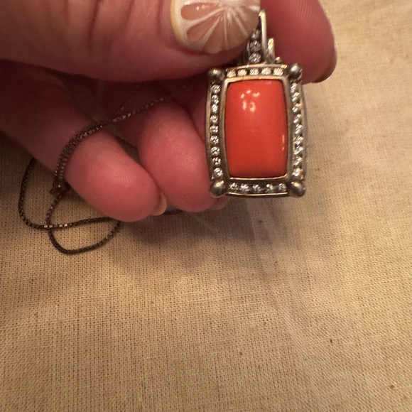 Elegant Orange Pendant and Sterling Necklace - Picture 1 of 8